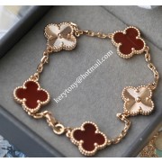All The Rage Van Cleef Arpels Vintage Alhambra Bracelet 5 Motifs Rose Gold with Carnelian