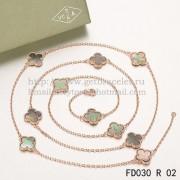 Van Cleef & Arpels Vintage Alhambra Necklace Pink Gold 10 Motifs With Gray Mother Of Pearl