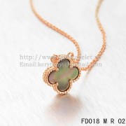 Van Cleef & Arpels Vintage Alhambra Pendant Pink Gold Colorful Mother Of Pearl 15mm