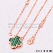 Van Cleef & Arpels Vintage Alhambra Pendant Pink Gold With Malachite Mother Of Pearl 15mm