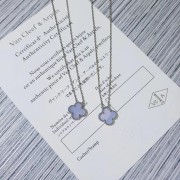 Van Cleef & Arpels Vintage Alhambra Pendant White Gold Chalcedony