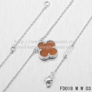 Van Cleef & Arpels Vintage Alhambra Pendant White Gold With Tigers Eye Mother Of Pearl 15mm