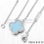 Van Cleef & Arpels Vintage Alhambra Pendant White Gold With Turquoise Mother Of Pearl 15mm