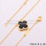Van Cleef & Arpels Vintage Alhambra Pendant Yellow Gold With Black Agate Mother Of Pearl 15mm