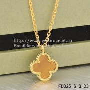 Van Cleef & Arpels Sweet Alhambra Pendant Yellow Gold With Tigers Eye Mother Of Pearl 9mm