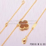 Van Cleef & Arpels Vintage Alhambra Pendant Yellow Gold With Tigers Eye Mother Of Pearl 15mm