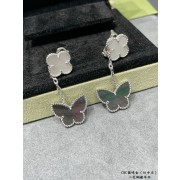 Van Cleef & Arpels Lucky Alhambra Earrings 2 Motifs White Gold with White and Gray Mother-of-pearl
