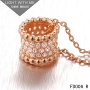 Van Cleef Arpels Pink Gold Perlee Pendant with Diamonds 5 Rows