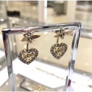 Womens High End Dior Lamour Avenir Star JADIOR Motif Diamonds Edging Yellow Brass Bee Earrings Replica E0923LAVCY_D908