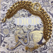 Womens Summer Hot Selling Christian Dior30 Montaigne Classic Antique Brass CD Logo Circle Pendant Faux Multi-chain Bracelet