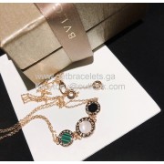 Button Necklace Double Chain Rose Gold Knockoff