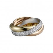 High End Trinity De Cartier Ring White Gold/ Yellow Gold/Pink Gold with Diamonds B4038900 Replica