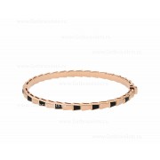Serpenti Viper 18K Rose Gold thin Bangle Bracelet set with Onyx Elements