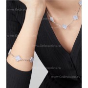 Replica Van Cleef Arpels Magic Alhambra Long Necklace 10 Motif Pendant White Gold Chalcedony