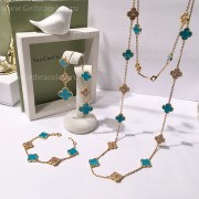 Replica Van Cleef Arpels Vintage Alhambra With Diamonds Agate Set (3pcs)