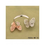 Van Cleef Arpels Two Butterfly Between The Finger Ring Pink Gold Round Pink Sapphires