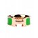 Hermes Enamel Clic H Ring in 18kt Pink Gold with Green