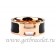 Hermes Enamel Clic H Ring in 18kt Pink Gold with Black