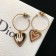 High End Dior Dioramour Multicolor Heart-shaped Pendant Ladies Asymmetric Vintange Brass Hoop Earrings E0937DMRLQ_D919