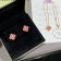 New Style VCA Vintage Alhambra Pendant and Earrings Champagne Gold With Diamond and Rhodonite For Best Gift Girls