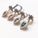 Womens Celebrity Style Dior Heart-shaped Pendant Pearl Edging Vintage Brass Bee Stud Earrings Red/Blue